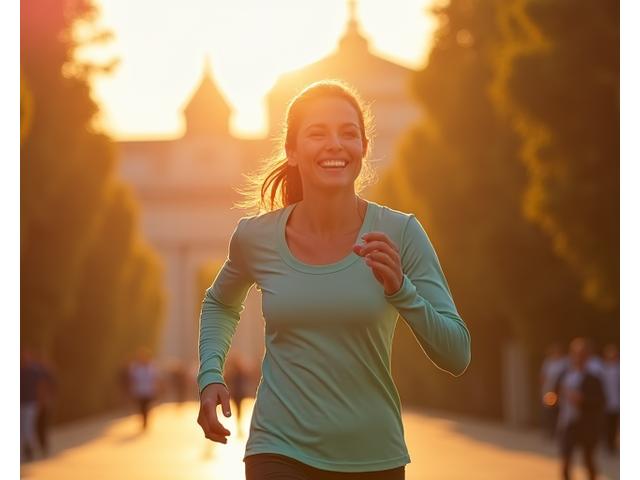 Mujer adulta disfrutando de un paseo por el Parque del Retiro en Madrid, destacando un estilo de vida activo en la ciudad.