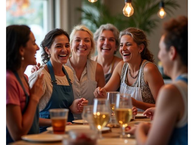 Hombre y mujer riendo juntos en una clase de baile, simbolizando la importancia de la conexión social y la alegría en el bienestar.