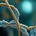 Estructura molecular de péptidos sobre un fondo abstracto. 