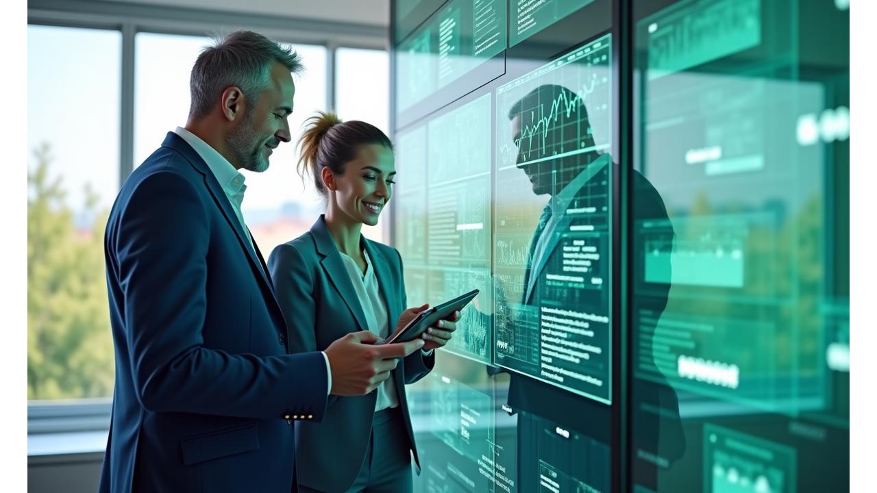 Imagen de los fundadores de Viento Sano, un hombre y una mujer, diseñando el futuro del bienestar digital en Madrid.